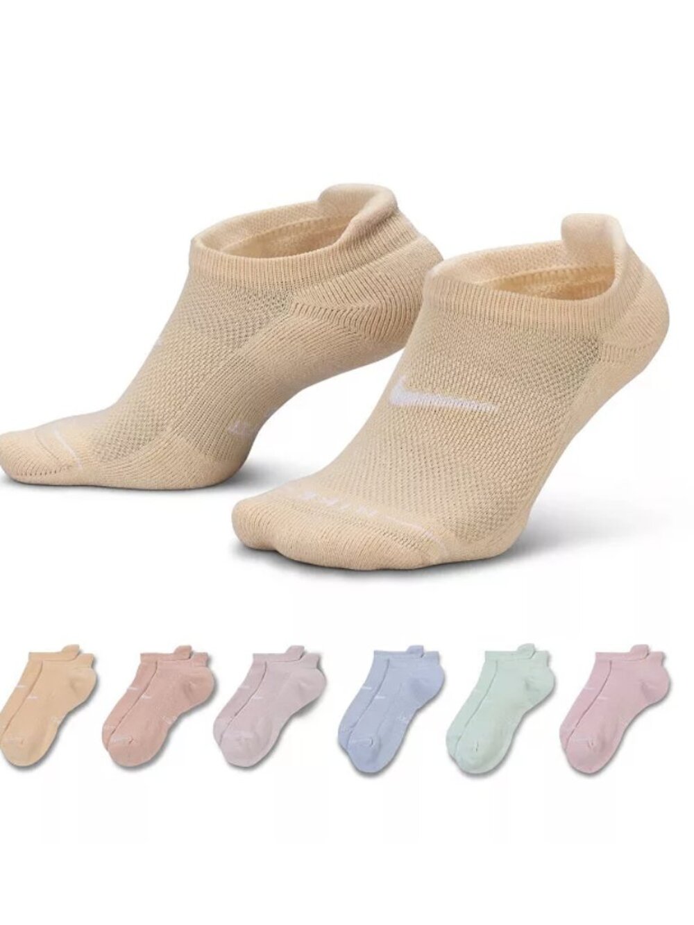 6 Pair Women's Nike No Show Socks Size M Everyday Cotton Cushioned 6 Pack - Picture 2 of 2